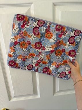 Elyse Breanne Design Floral Laptop Sleeve in Lavender with Multicolor Blooms 15”
